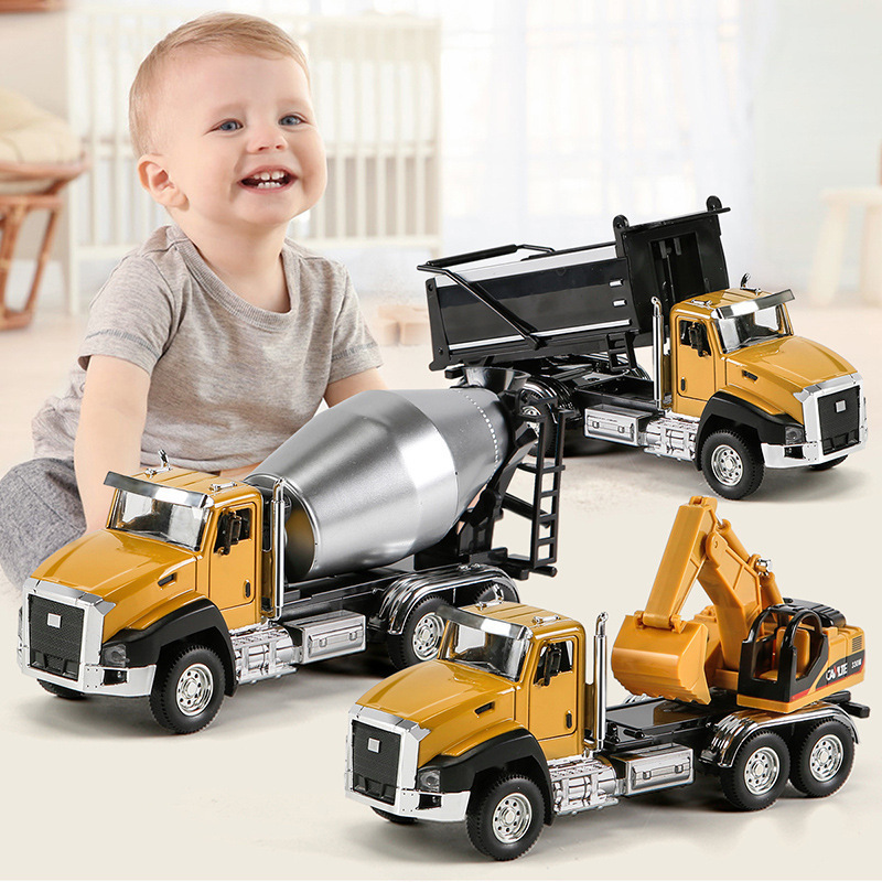 Alloy Engineering Vehicle Model Kidsren's Toys 3 to 6 Years Old Mixer Excavator Dump Truck Boy Engineering Vehicle Set
