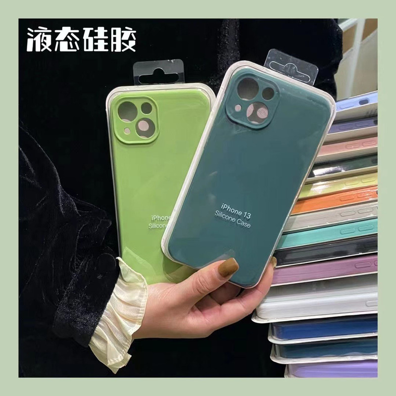 Suitable for Apple iPhone 14 Precision Hole Lens Full Coverage 17 16 Liquid Silicone Phone Case Solid Color Protective Cover