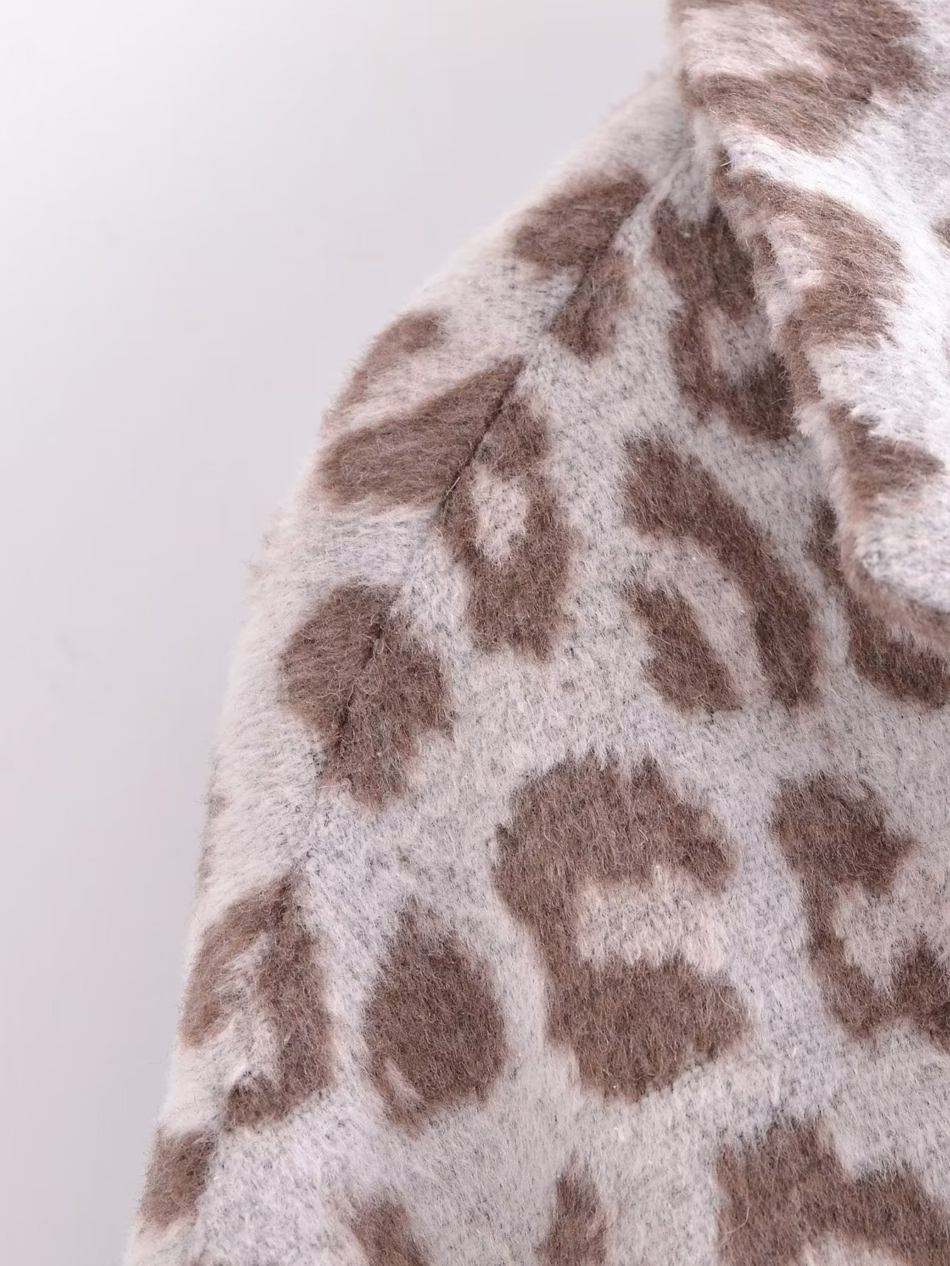 long sleeve lapel wool leopard print coat NSAM139058