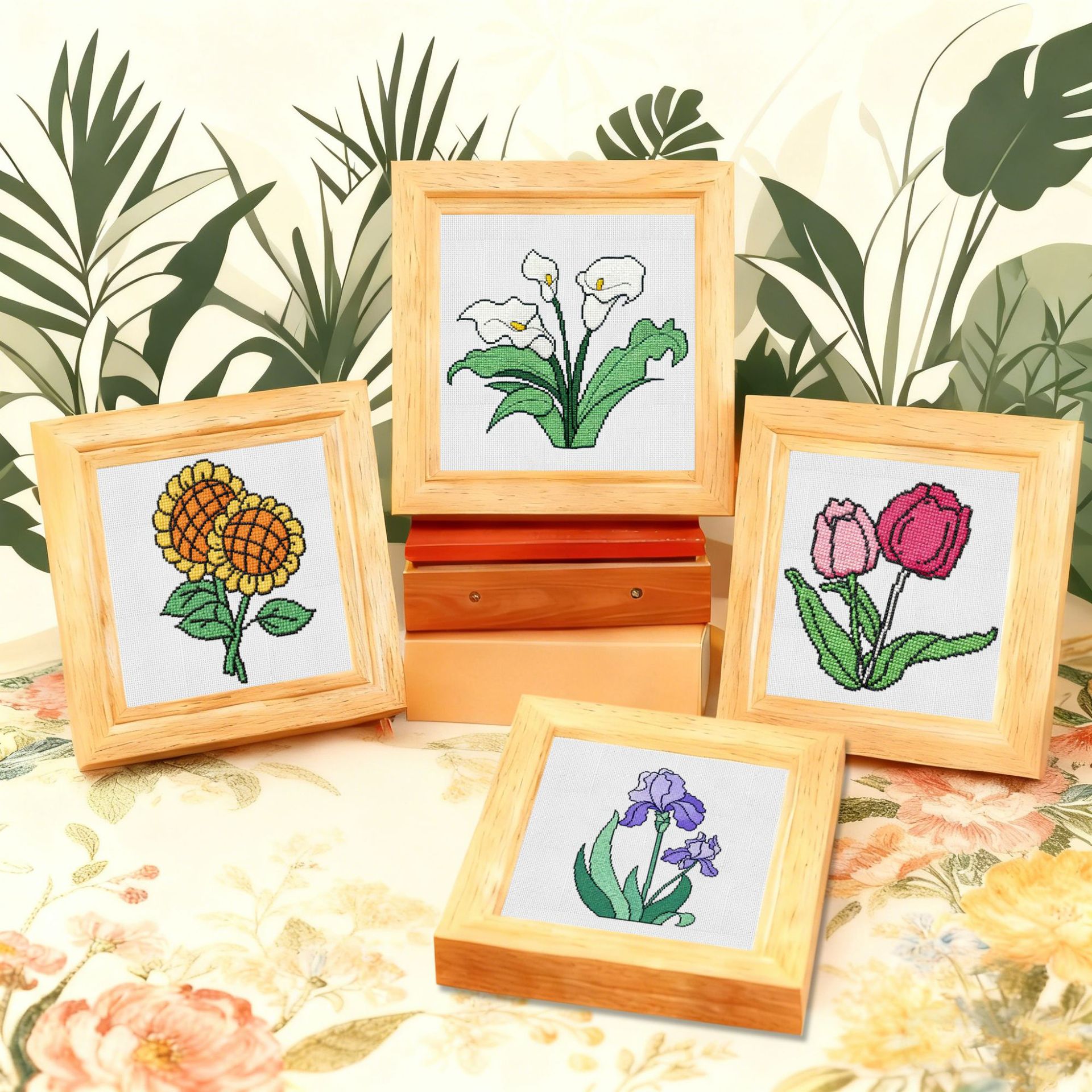 Nuevo cross-border diy simple hecha a mano para principiantes paquetes de materiales lindos dibujos animados flores niños bordados image 1