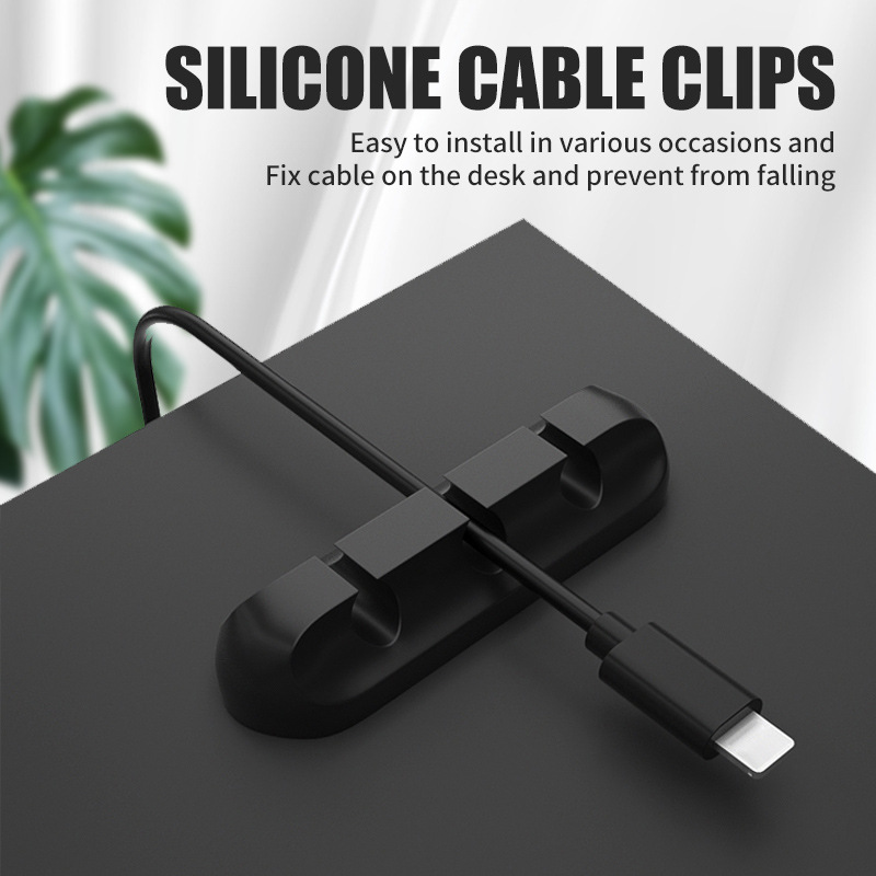 Libre de perforaciones de silicona autoadhesiva Winder cable de carga de escritorio cable de datos en stock abrazadera de cable soporte de cable abrazadera de cable de 3 agujeros