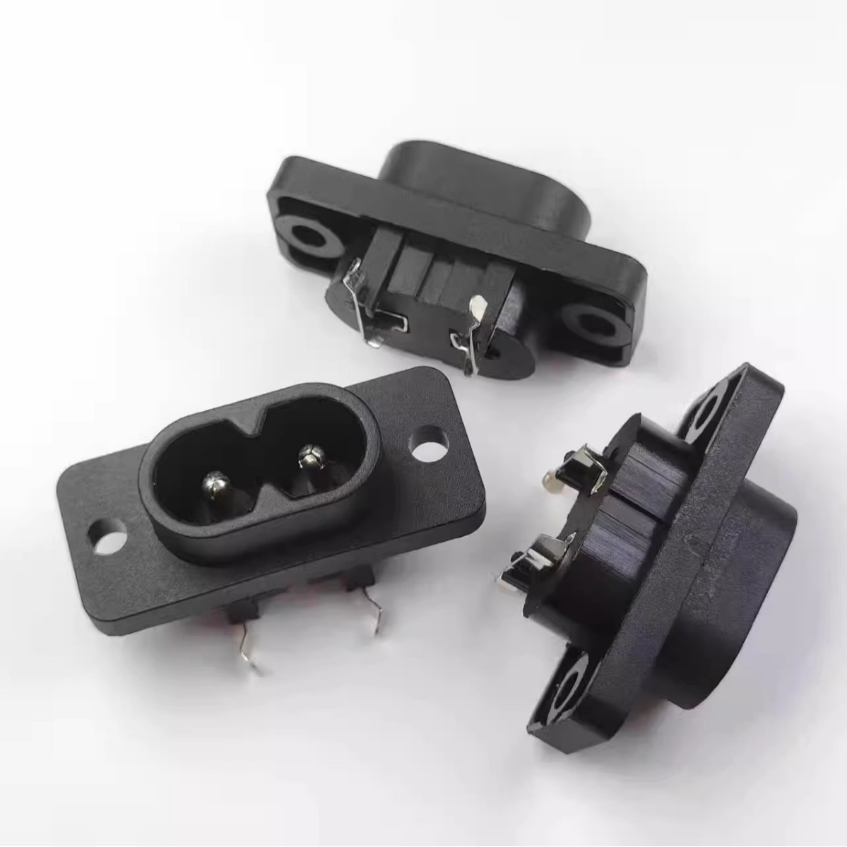 AC-006C两孔8字形插座带螺丝固定孔全铜插座电动/电脑充电插座