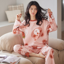 春秋季新款女士套头睡衣套装长袖休闲家居服纯棉长裤可外穿加大码