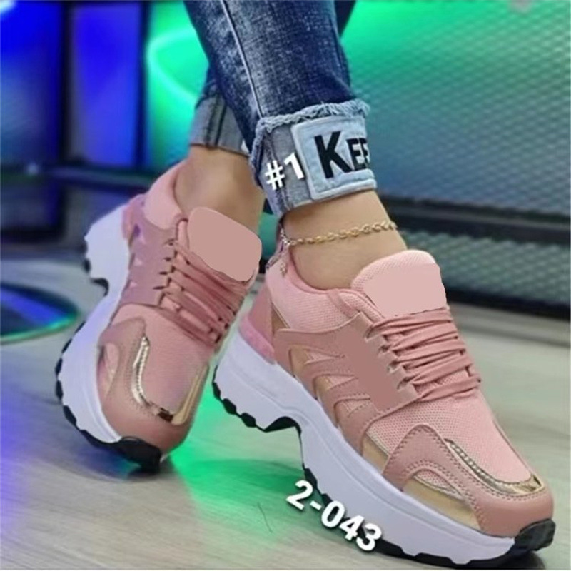 2024 Nuova Stazione Indipendente di Grandi Dimensioni Commercio Estero Scarpe Sportive e per il Tempo Libero Feiwei Feiwei Slope Heel Front Lace Up Mesh Scarpe da donna 43_voghion.com