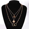 Multilayer ring, pendant, brand necklace, human head, chain for key bag , European style