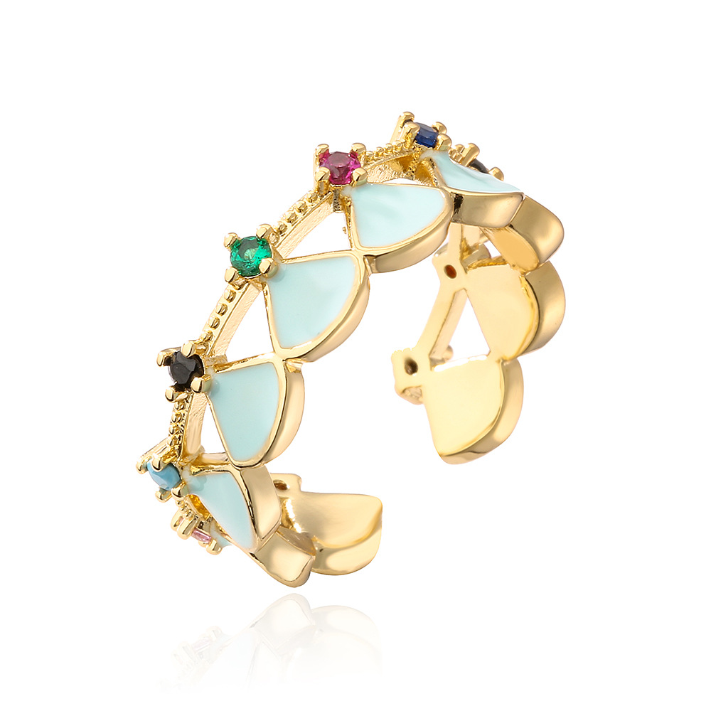 Fashion Geometric Copper Inlay Zircon Open Ring 1 Piece