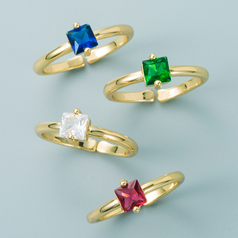 Einfacher Mehrfarbiger Diamantkupfer Vergoldeter Ring Großhandel Nihaojewelry display picture 3