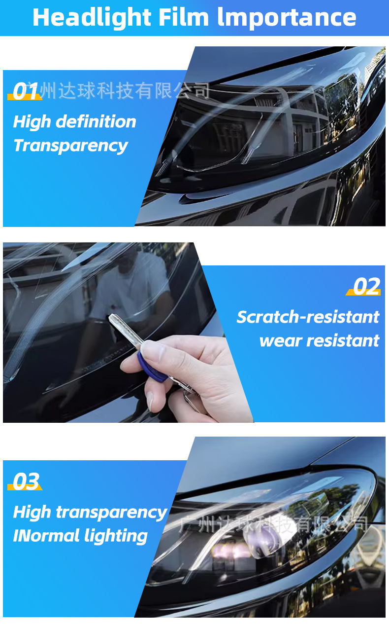 Car Light Film Tpu Headlight Protective Film Pu Blackened Taillight Film Light-Controlled Color-Changing Self-Healing Car Light Color-Changing Film