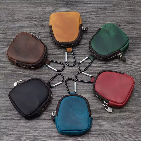 Pu Small Wallet Original Japanese Style Youth Coin Purse Zipper Earphone Bag Key Holder Pendant