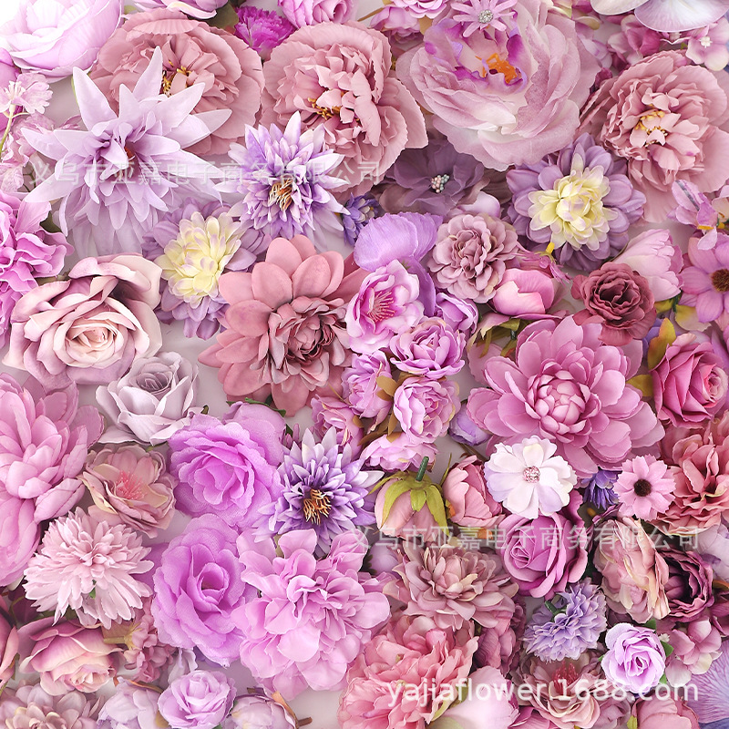 紫色系仿真花朵紫粉色玫瑰绢花diy手工花环头饰服饰材料 婚庆布景