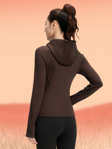 Juyitang New Warm Winter Yoga Set for Women: Slim-Fit, Waist-Slimming, Casual, All-Match Fleece-Lined Hooded Yoga Wear