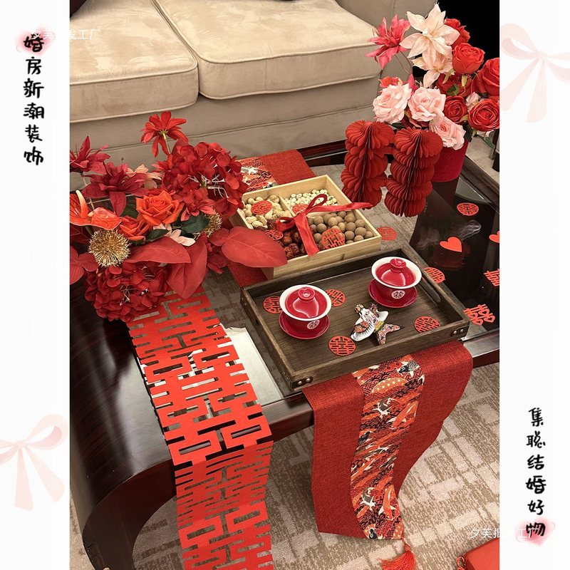 婚房布置套装结婚晨袍背景墙男方新房客厅女方卧室装饰氛围感婚礼|undefined