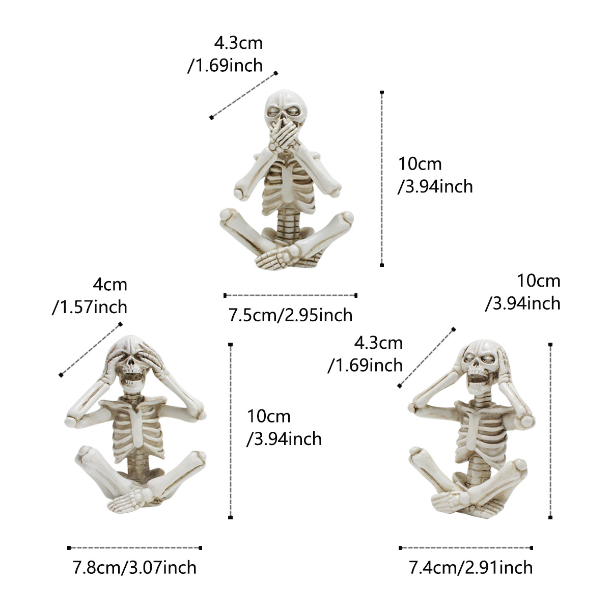 Halloween Decorative Skull Set Three Simulation Skull Props Ghost Festival Garden Skull Ornaments Three-Piece Skull Set