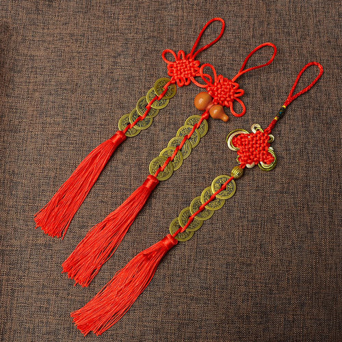 Five Emperors Coin Copper Gourd Pendant Household Door-to-Door Car Hanging Decoration Chinese Knot Genuine Copper Coin Home Accessories Ornaments