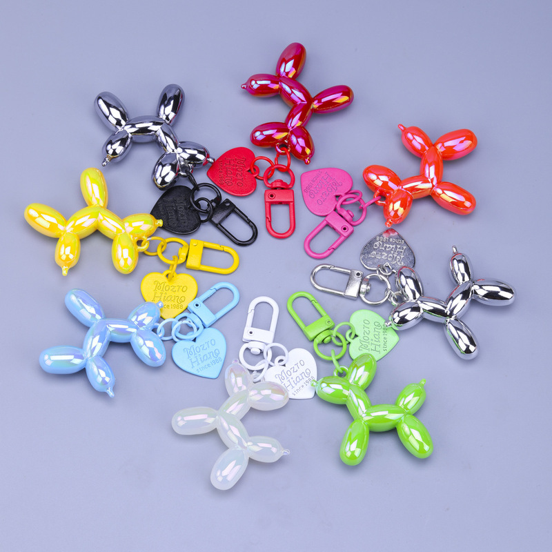 Boting Heart Jelly Balloon Dog Keychain Colorful Cartoon Alloy DIY Bag Key Earphone Accessories