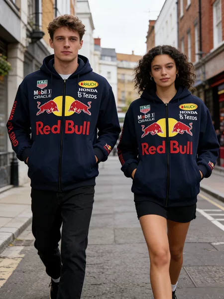 Spring and autumn Red Bull embroidered patchwork sweatshirt, popular hooded sweatshirt, embroidered zipper F1 racing jacket, custom-made