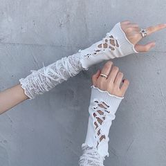 White Lace Sleeves Women's Thin Summer Sunscreen Hot Girl Strap Lolita Gloves Ballet Style