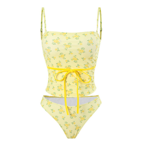 Retro Tie Dye Bandeau Bikini  New Summer Sexy Inner Slim Fit Back Split Swimsuit