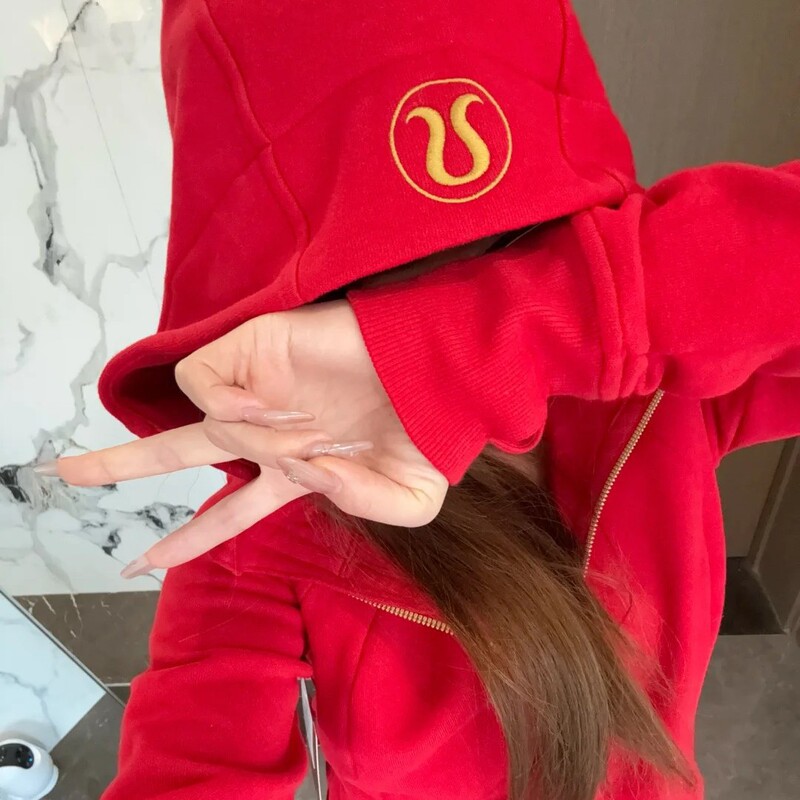 Lulu Original Label Same Style Scuba Slim-Fit Sweatshirt Yoga Jacket Casual Sports Fleece Hooded Top for Women Lulu Original Label Same Style Scuba Slim-Fit Sweatshirt Yoga Jacket Casual Sports Fleece Hooded Top for Women