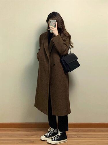 High-Grade Wool Coat for Women - Autumn/Winter New Arrival Korean Style Suit Lapel Overcoat - Knee-Length Medium-Long Woolen Jacket