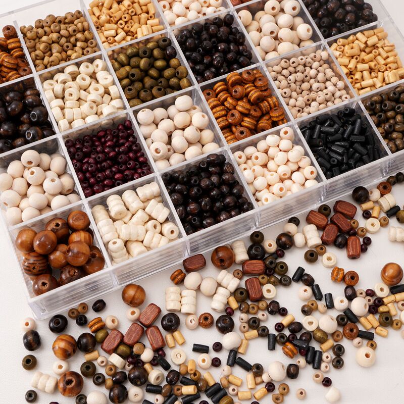 Retro New Chinoiserie Wooden Beads Loose Beads Round Beads Spacer Beads Handmade DIY Jewelry Antique Bracelet Material Accessories