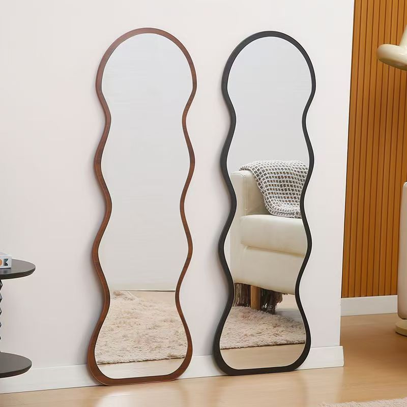 Barbería espejo salón especial barbería escaldar y teñir espejo con lámpara LED elíptica pared colgante suelo espejo de corte de pelo de lujo ligero