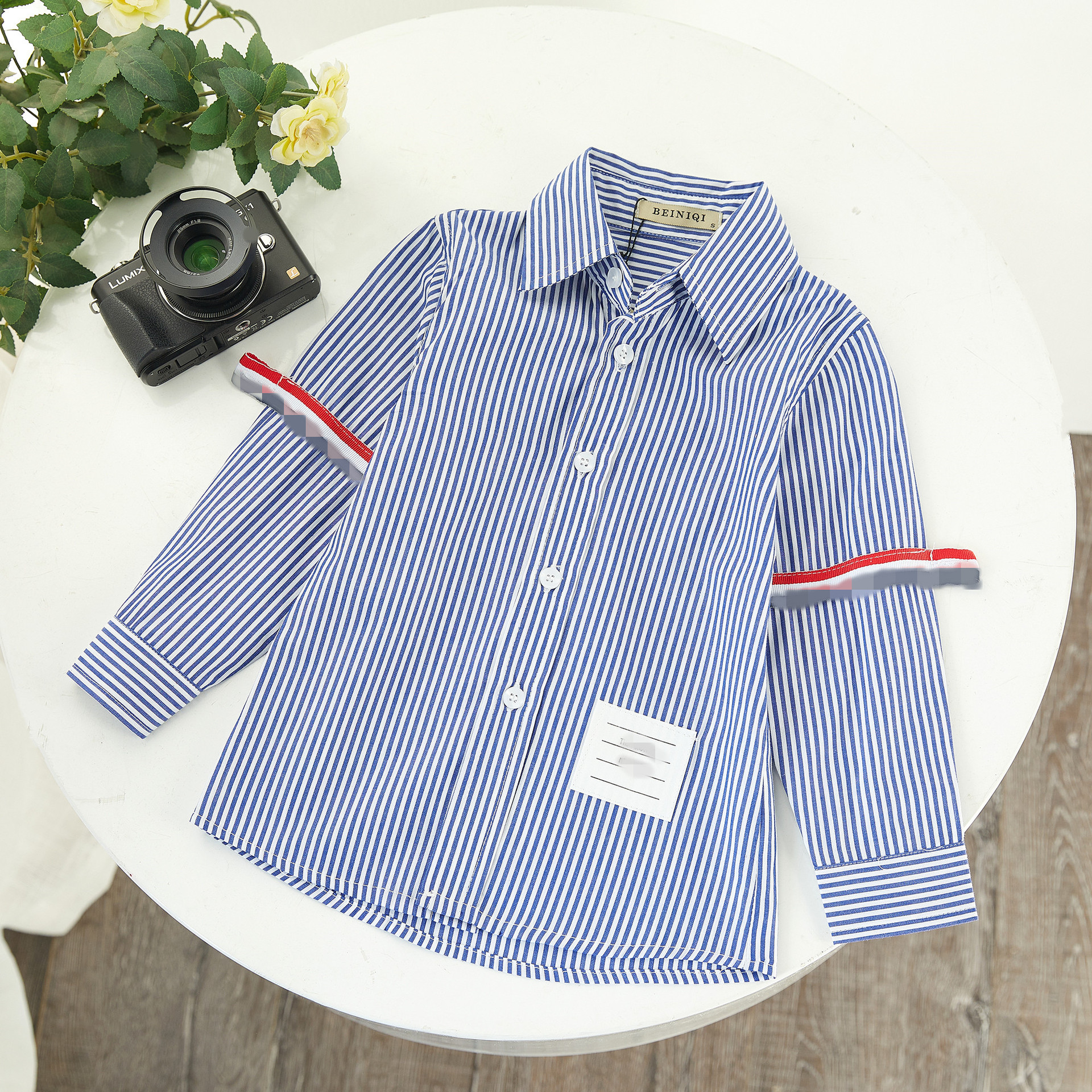 2026 Spring/Autumn New Arrival Children's Long-Sleeved Shirt Boys' Striped Dress Shirt, School Style, Sizes Available