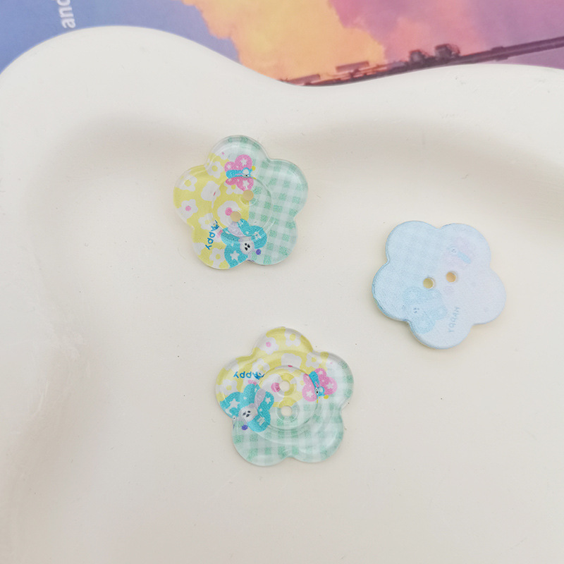 透明プリントフラワーボタンジュエリーアクセサリー diy 衣類装飾手作り携帯電話ケースパッチ靴花材料|undefined
