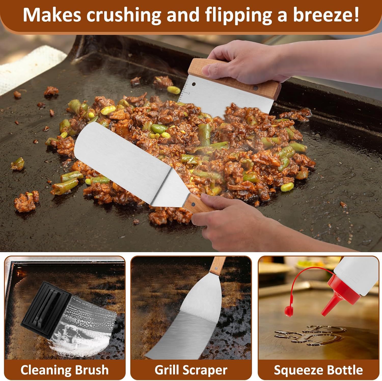 Amazon Hot Sale Cross-Border Acero inoxidable Set de herramientas de barbacoa de hierro de cocina de barbacoa de cocina