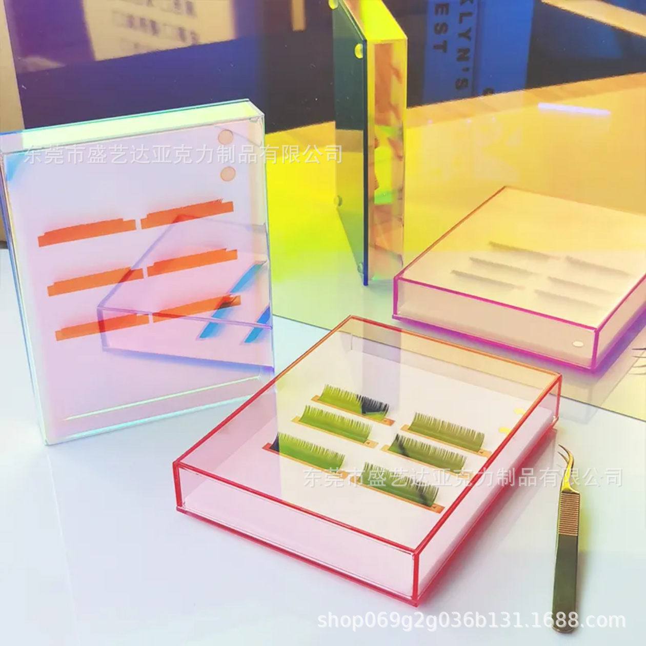厂家直销亚克力美容嫁接取毛板台睫毛收纳盒睫毛有机玻璃展示板