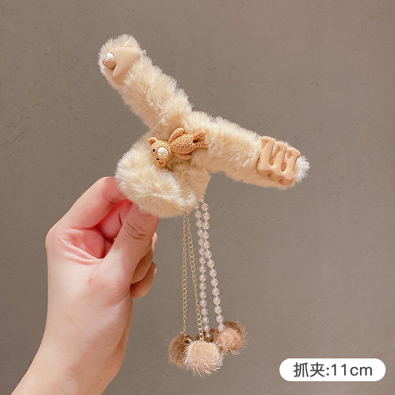 Estilo francés gran felpa clip de pelo de acrílico clip de tiburón Otoño e Invierno horquilla de alto grado versátil agarre del pelo updo tocado de pelo