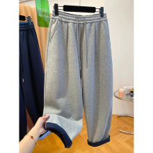 韩国东大门加厚加绒卫裤女秋冬2025新款宽松休闲哈伦裤九分萝卜裤