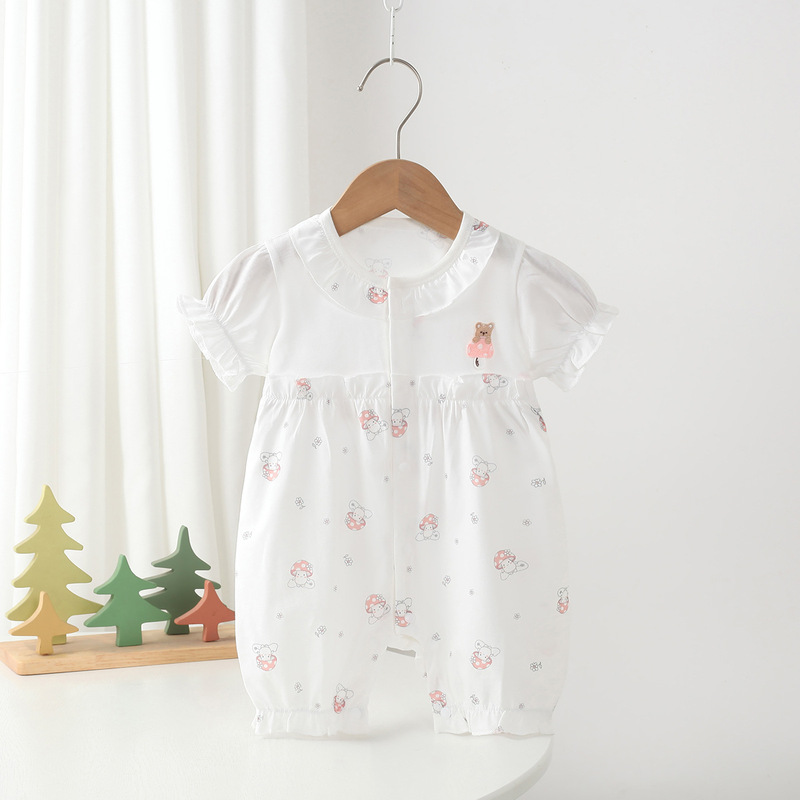 2026 Summer New Stylish Thin Romper for Boys and Girls, Cute Cartoon Seamless Crawling Outfit