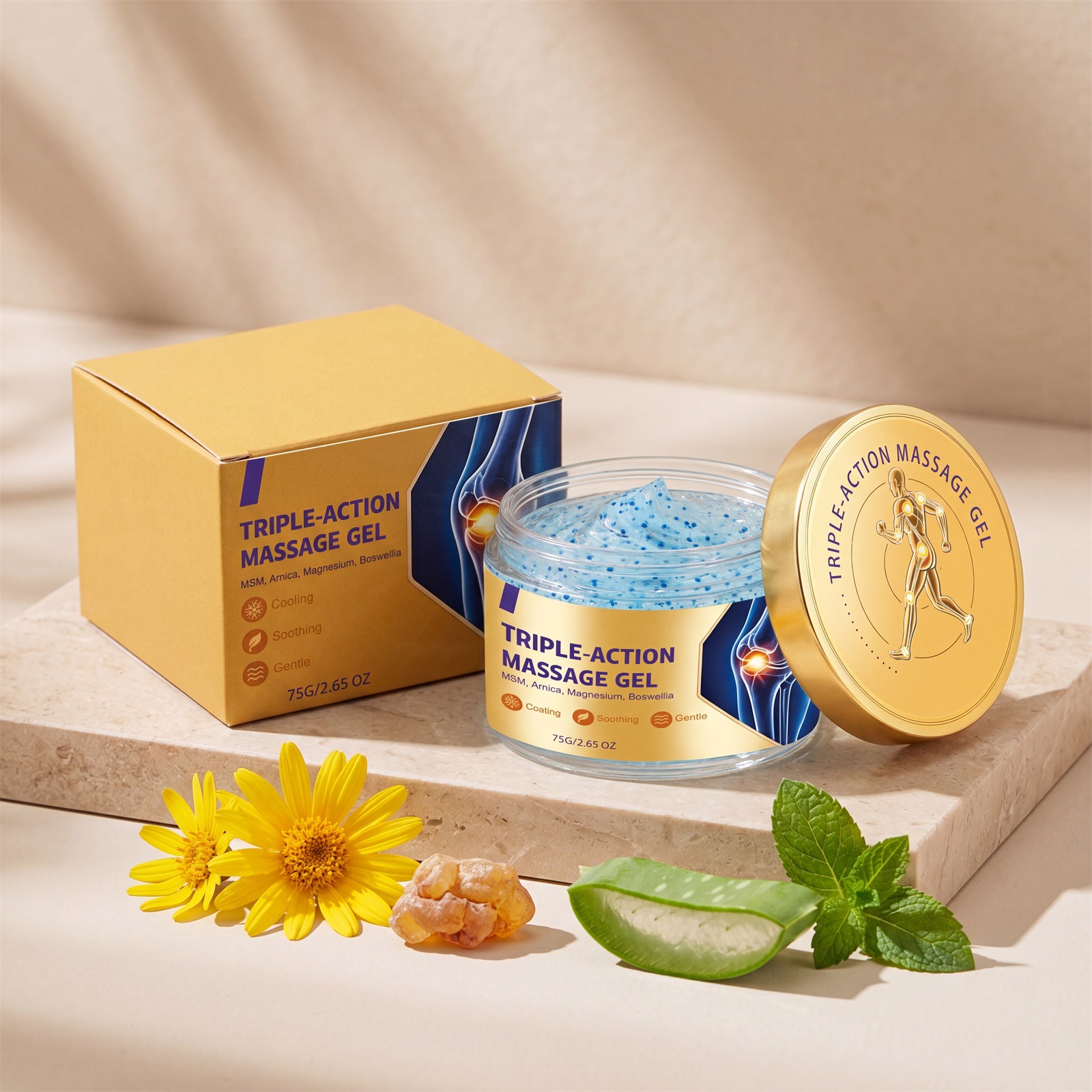 Mild and Comfortable Massage Gel. Mild Formula, Cooling and Soothing, Moisturizing and Caring for the Skin Around Joints