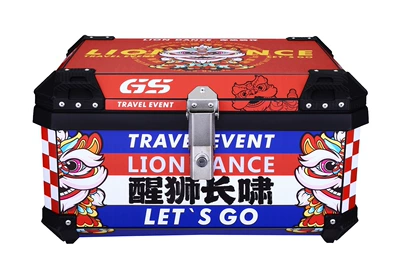 Tail Box, Motorcycle trunk - mt65-black-red-lion