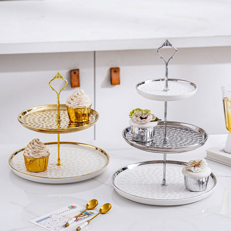 De estilo europeo de cerámica soporte de postre soporte de exhibición de la torta de cumpleaños de la boda soporte de descanso de té Mesa té de la tarde postre bandeja de frutas