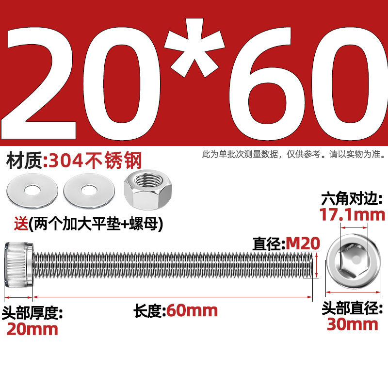 Винт шестигранный Tianzhuo Hardware M20*60
