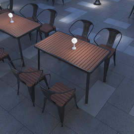 现代简约餐厅露天桌椅阳台外摆餐桌椅组合室外防腐木休闲户外桌子