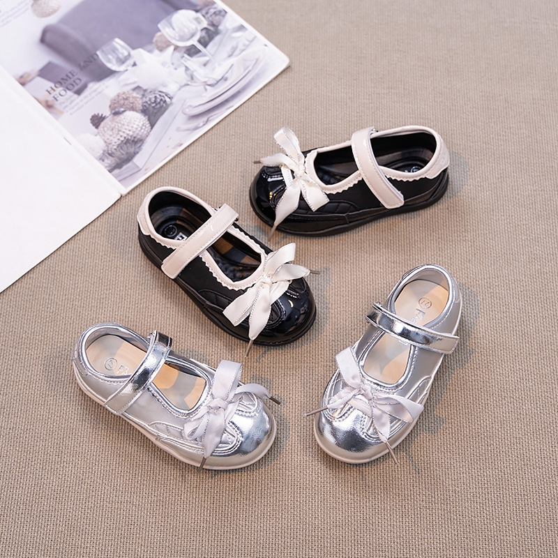 Children's Sports Ballet Shoes 2025 Spring and Summer New Arrival Big Girl's Stykin' Mary Jane Bow Small Leather Shoes