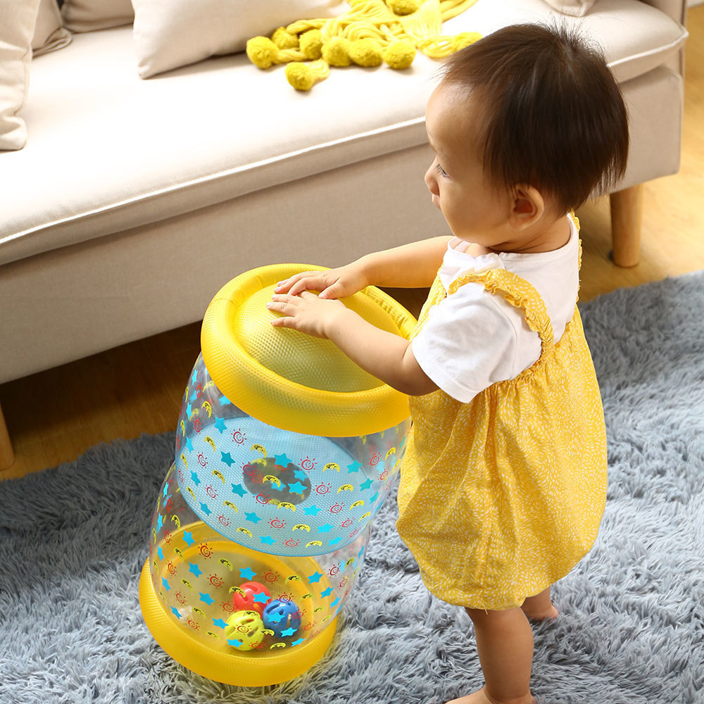 宝宝爬行学步玩具-月婴幼儿铃铛引导学爬健身充气筒玩具-岁