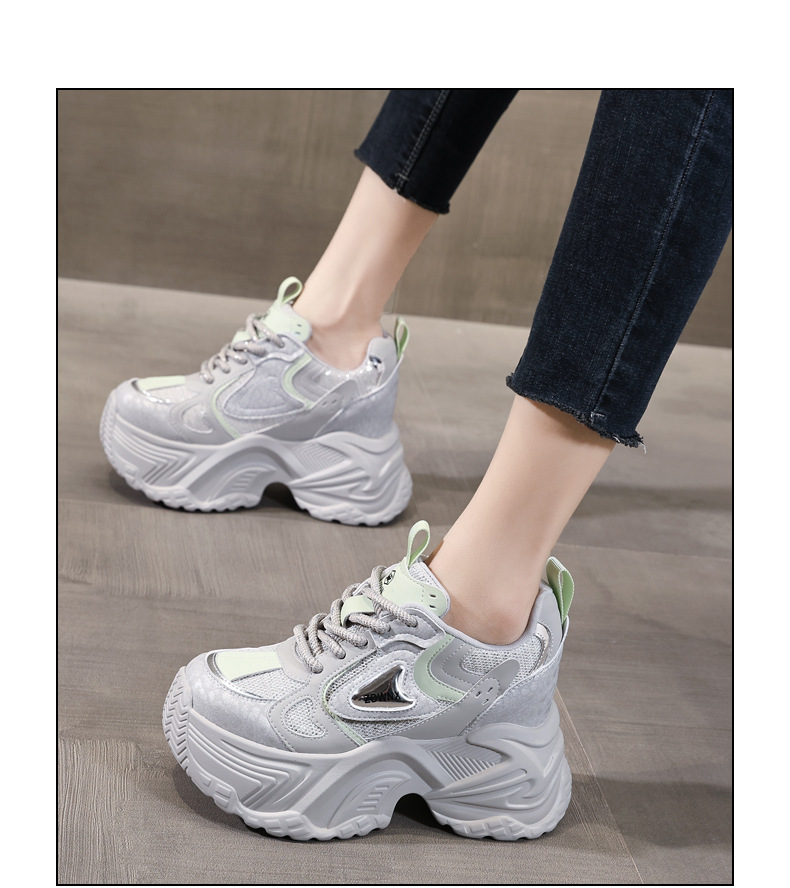 Giày sneaker nữ đế dày độn cao bên trong dáng nhỏ — Màu be chi tiết 18