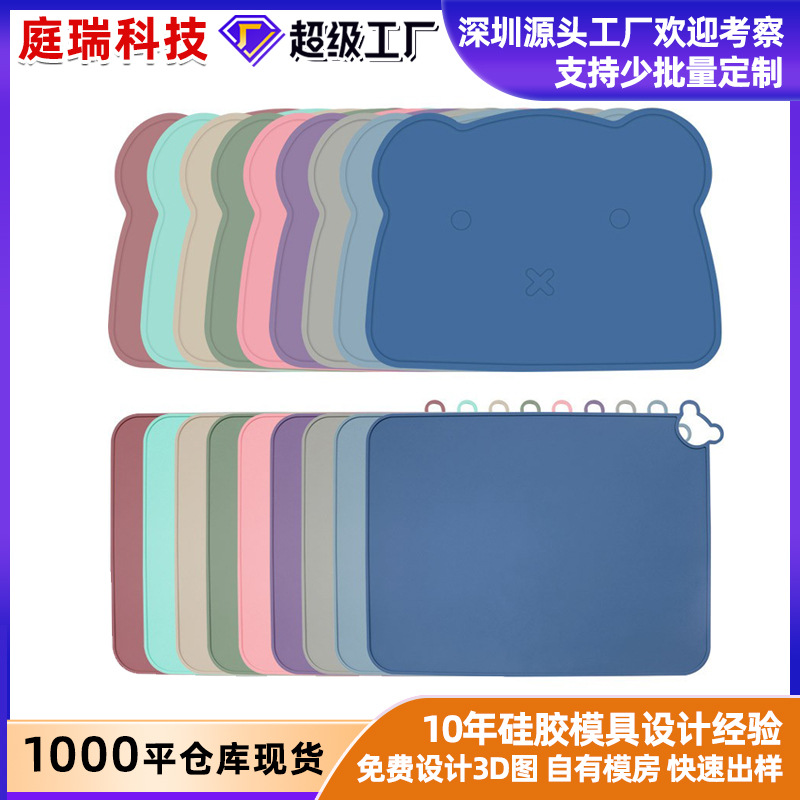 Oso de dibujos animados de silicona para niños Placemat de silicona mantel de aislamiento estera de mesa antideslizante bebé grande placemat ins