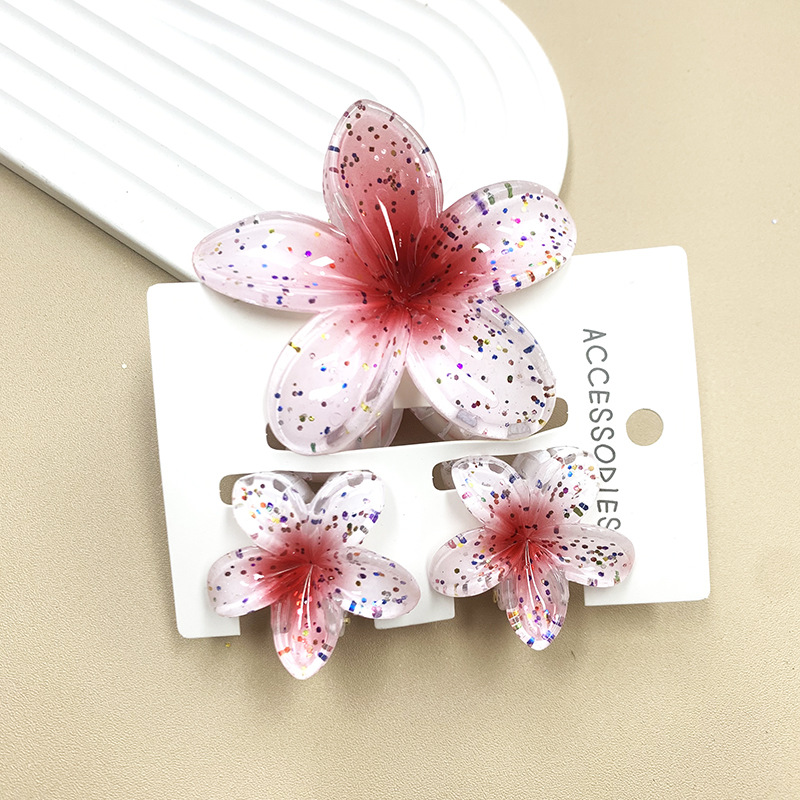 96g Weight Hair Claws Hair Accessories Type 1 Set Quantity Daily Occasion Plastic, Resin Material Plumeria Pattern All Seasons Season Women's Gender Stoving Varnish Design Cute Style Cute Women's Plumeria Plastic Resin Stoving Varnish Hair Claws 26