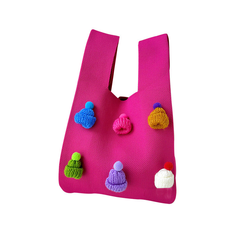 Dopamina lindo Navidad sombrero tridimensional de punto bolso de hombro estilo coreano versátil de gran capacidad bolsa de mano