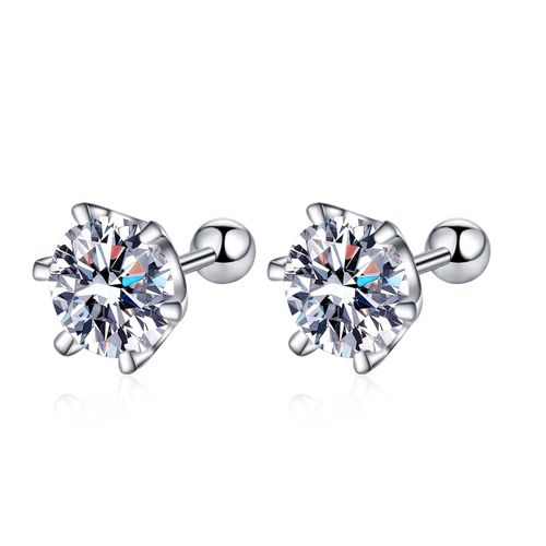 925 sterling silver earrings for women 30 minutes 50 minutes 1 carat 2 carats screw style six-claw moissanite earrings direct from source