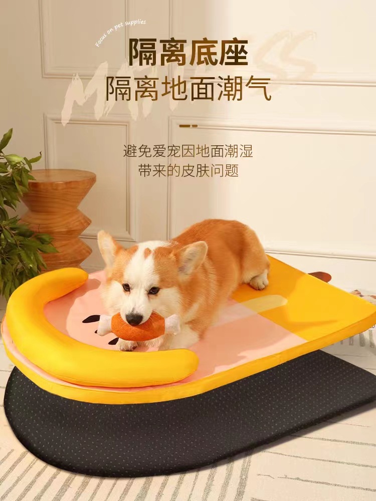 Cojín de hielo de la perrera estera de verano de seda de hielo Four Seasons universal de verano de refrigeración resistente a los mordiscos transpirable extraíble lavable mascota estera fría