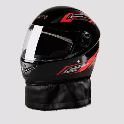 National Standard 3C Certified Electric Vehicle Motorcycle Helmet Full-Coverage Lightweight Winter Windproof, Anti-Fog, Warm and Safe Full-Face Helmet (Motosiklet kaskı (dəbilqə)) - full-face-helmet-glossy-black-removable-scarf-one-size-fits-all