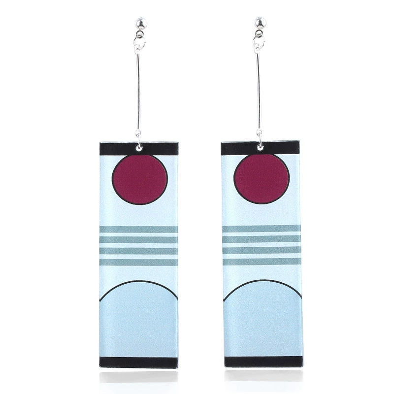 Earrings (Carbon Ji Lang) Anime Rectangle Dangle, Butterfly/Ninja Pattern, Lightweight, Multi-fit