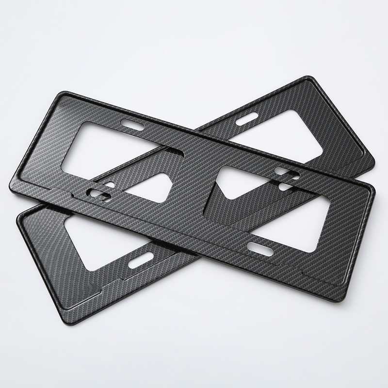 Marco de placa de licencia de aleación de aluminio de calibre medio transfronterizo negro de lujo nuevo marco de placa de licencia de calibre de tráfico fibra de carbono nuevo marco de placa de licencia estándar nacional