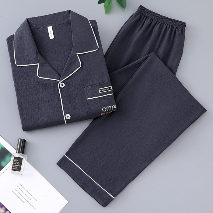 2024 nuevo pijama de hombre primavera y otoño nubes de algodón cardigan de mangas largas casuales sueltas de tamaño grande se puede usar en casa